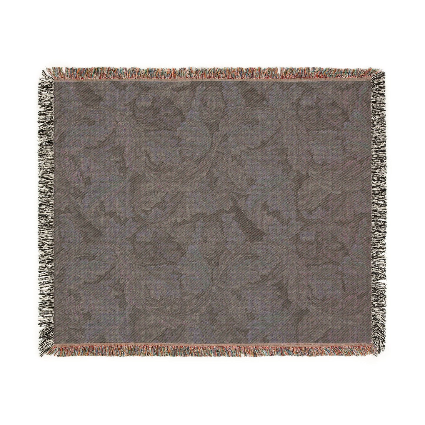 Woven Cotton Blanket inspired by William Morris - Acanthus Collection (Grey)