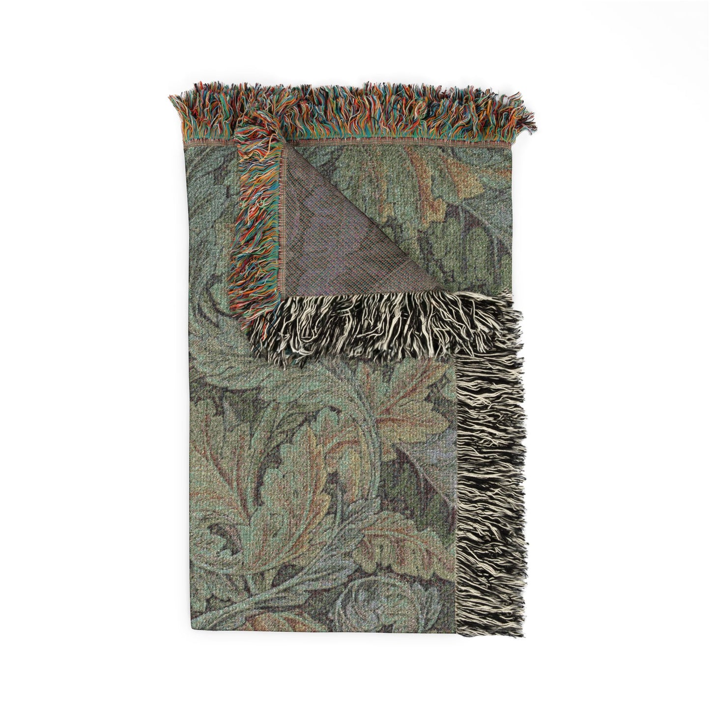 Woven Cotton Blanket inspired by William Morris - Acanthus Collection (Grey)