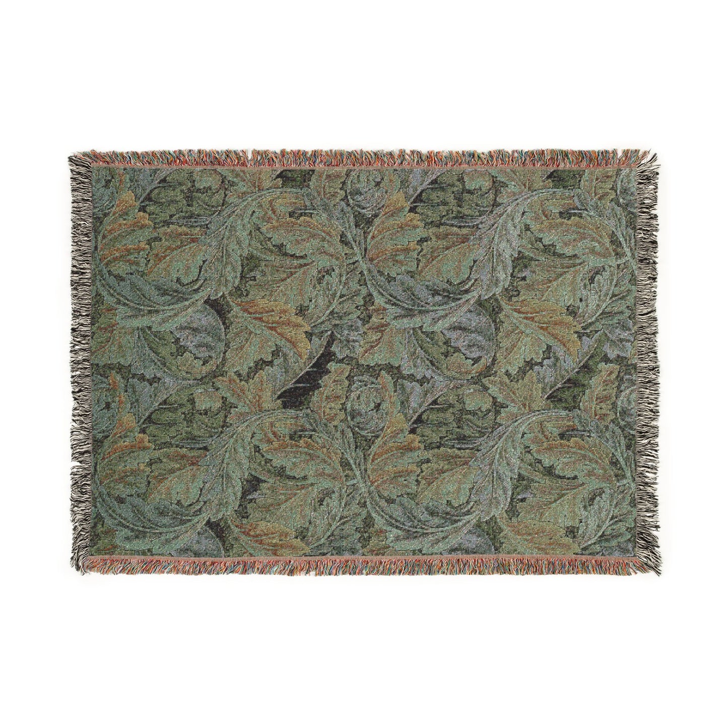 Woven Cotton Blanket inspired by William Morris - Acanthus Collection (Grey)