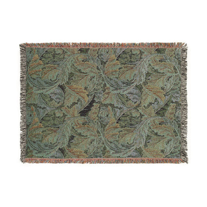 Woven Cotton Blanket inspired by William Morris - Acanthus Collection (Grey)