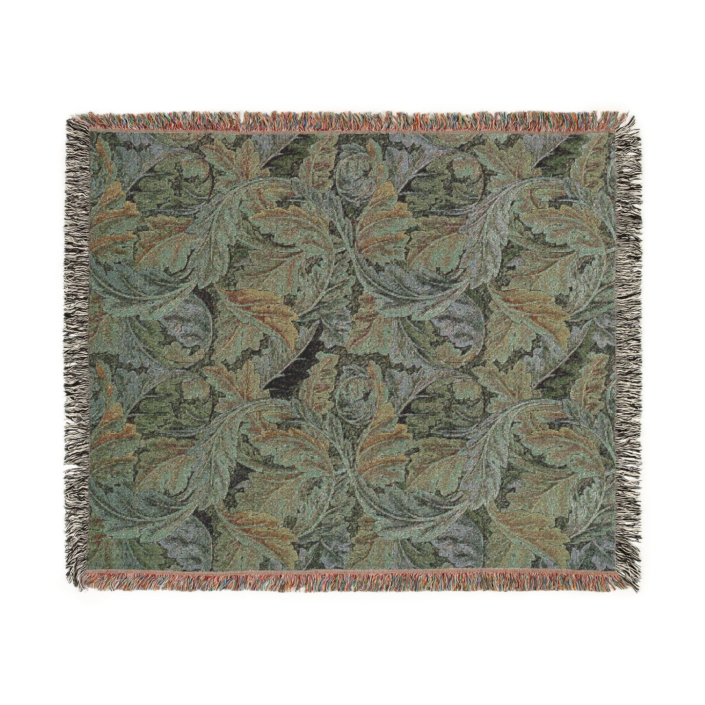 Woven Cotton Blanket inspired by William Morris - Acanthus Collection (Grey)