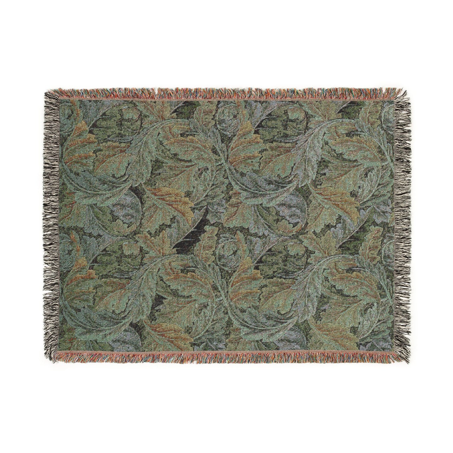 Woven Cotton Blanket inspired by William Morris - Acanthus Collection (Grey)