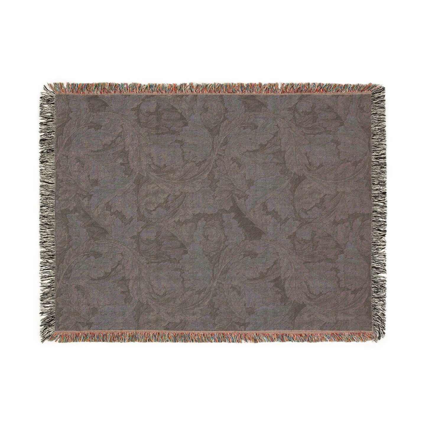 Woven Cotton Blanket inspired by William Morris - Acanthus Collection (Grey)