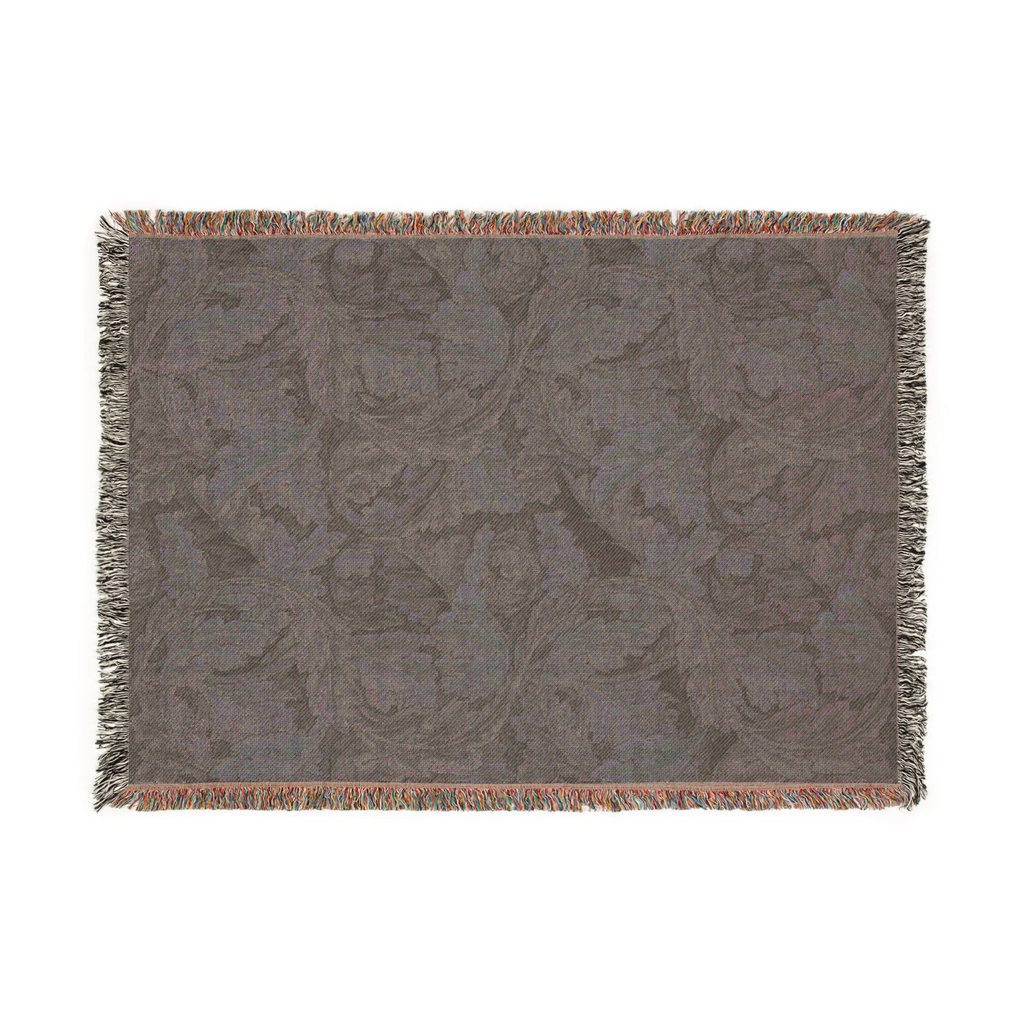 Woven Cotton Blanket inspired by William Morris - Acanthus Collection (Grey)