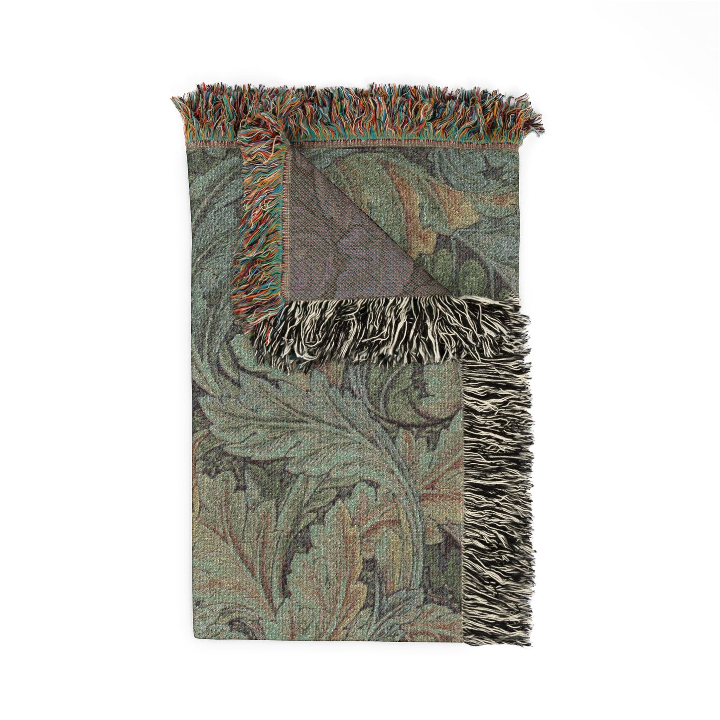 Woven Cotton Blanket inspired by William Morris - Acanthus Collection (Grey)