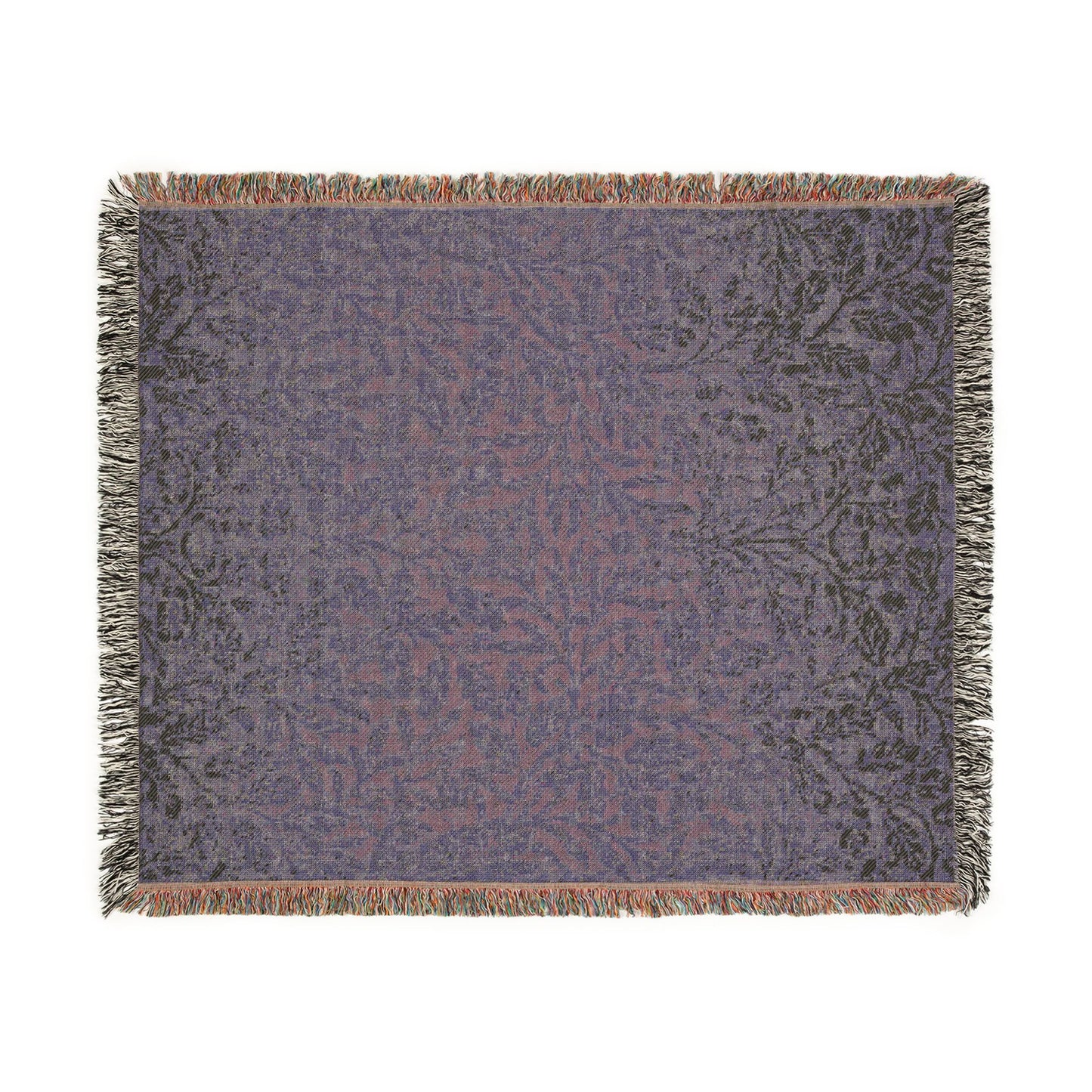 Woven blanket with a pattern on a white background