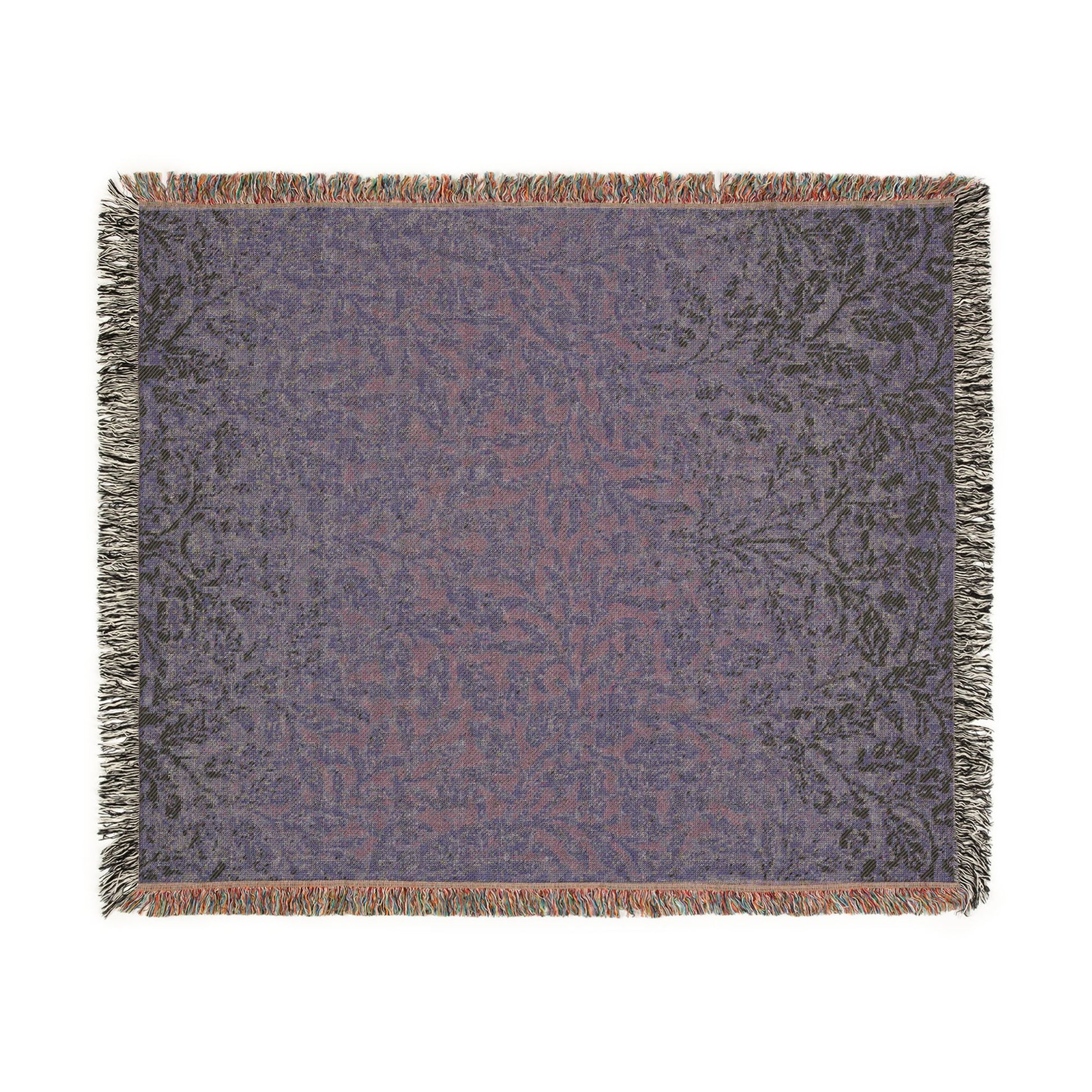 Woven blanket with a pattern on a white background