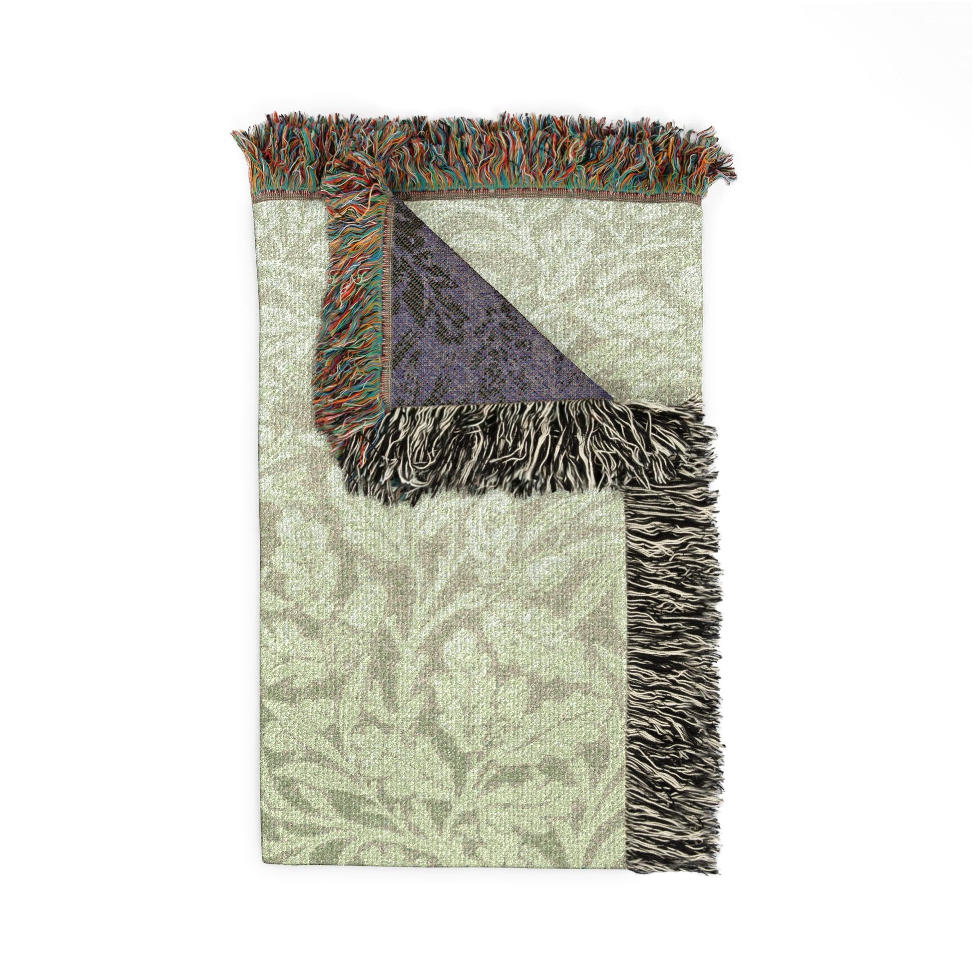 Textile with fringed edges on a white background