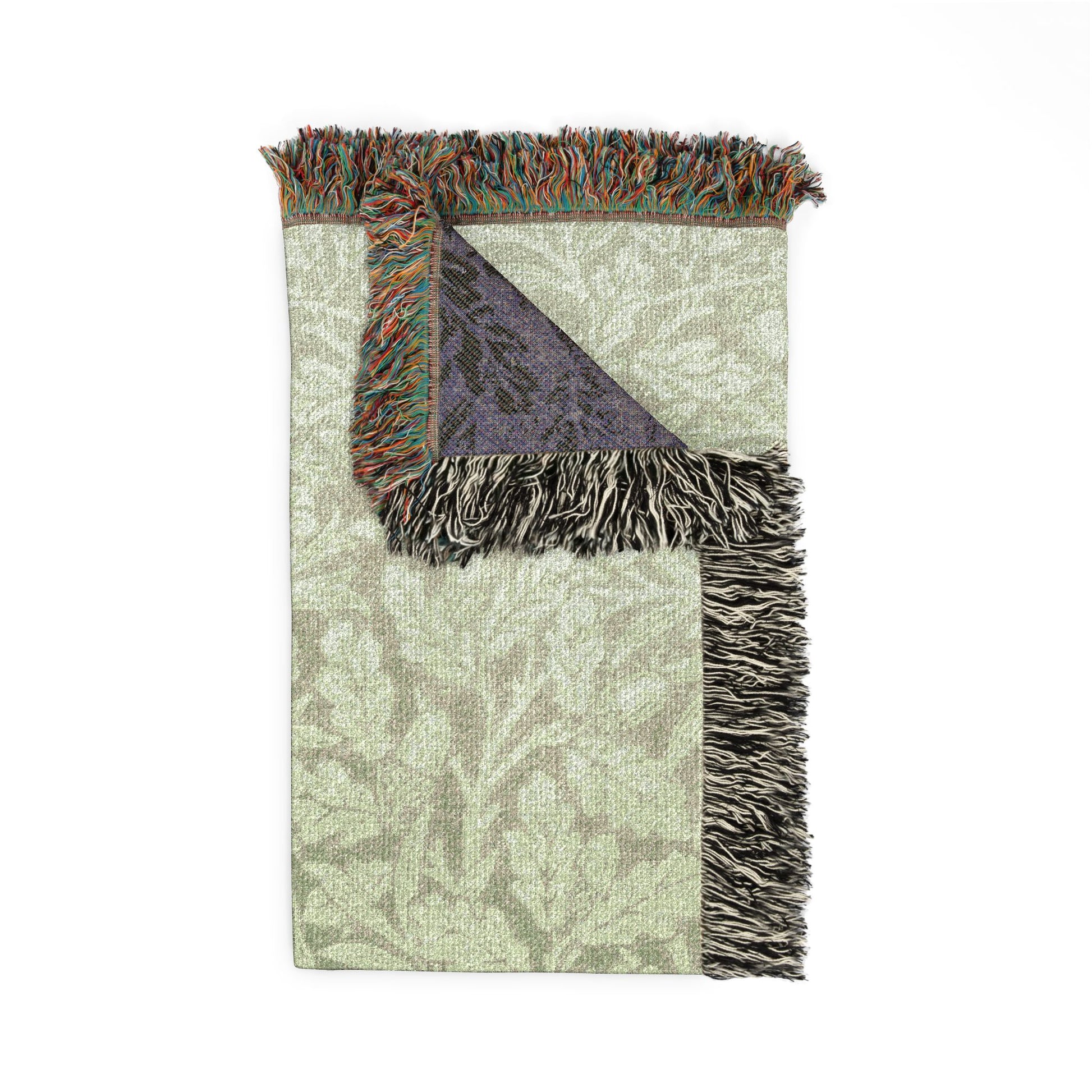 Textile with fringed edges on a white background