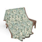 Woven Cotton Blanket inspired by William Morris - Anemone Collection (Aqua)