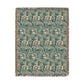 Woven Cotton Blanket inspired by William Morris - Anemone Collection (Aqua)