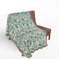 Woven Cotton Blanket inspired by William Morris - Anemone Collection (Aqua)