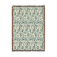 Woven Cotton Blanket inspired by William Morris - Anemone Collection (Aqua)