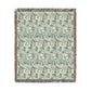 Woven Cotton Blanket inspired by William Morris - Anemone Collection (Aqua)