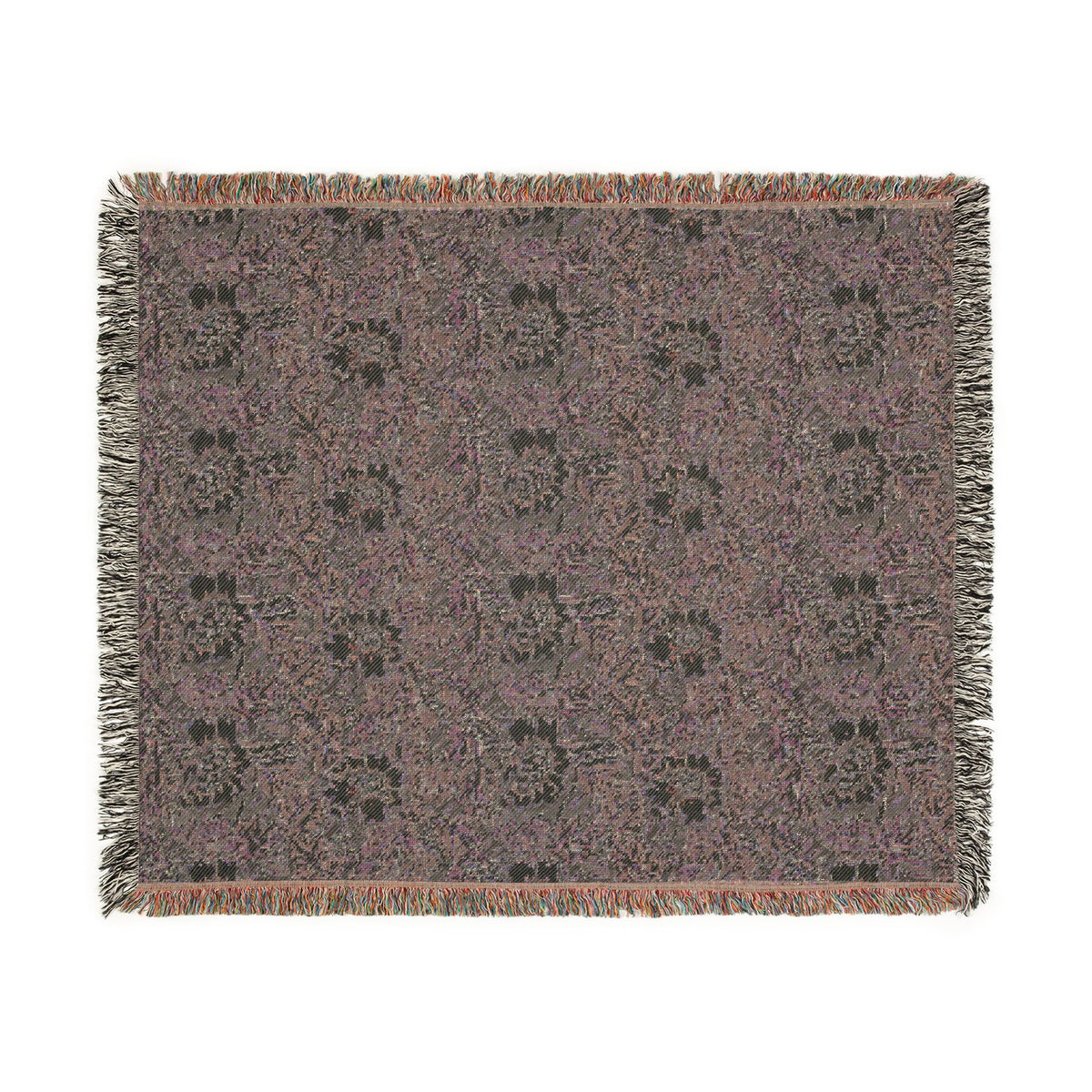 Woven Cotton Blanket inspired by William Morris - Anemone Collection (Aqua)
