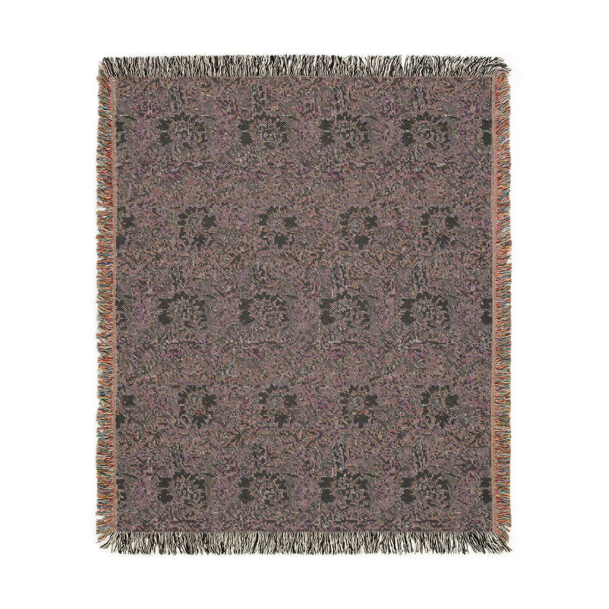 Woven Cotton Blanket inspired by William Morris - Anemone Collection (Aqua)