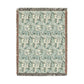 Woven Cotton Blanket inspired by William Morris - Anemone Collection (Aqua)