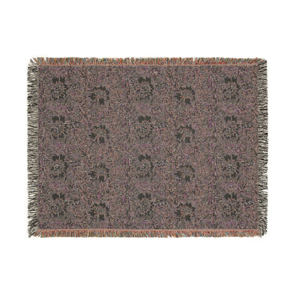 Woven Cotton Blanket inspired by William Morris - Anemone Collection (Aqua)