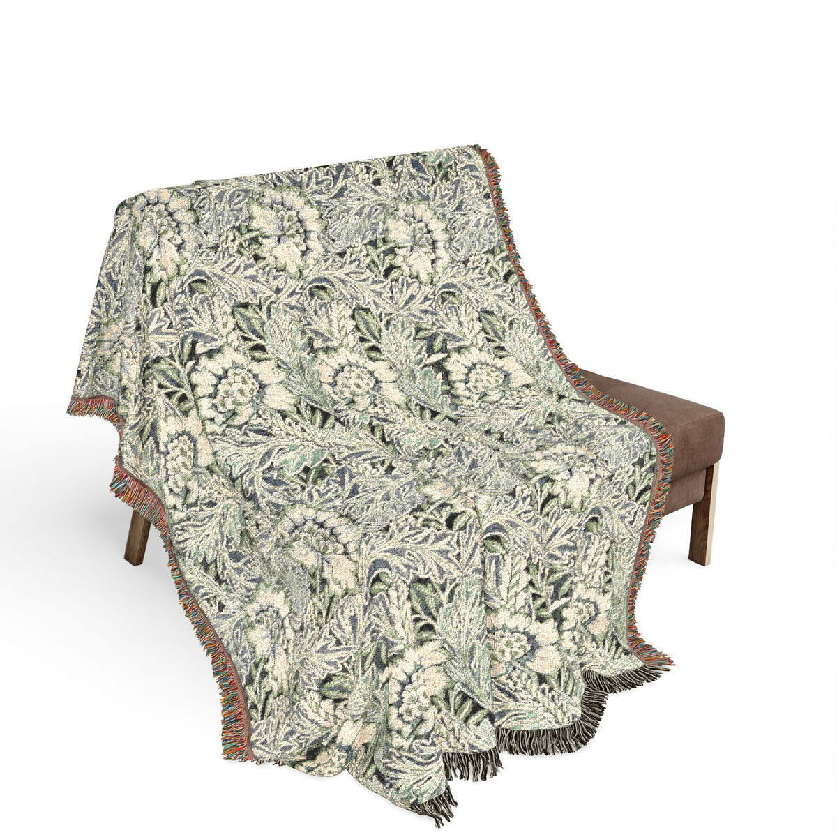 Woven Cotton Blanket inspired by William Morris - Anemone Collection (Mist)