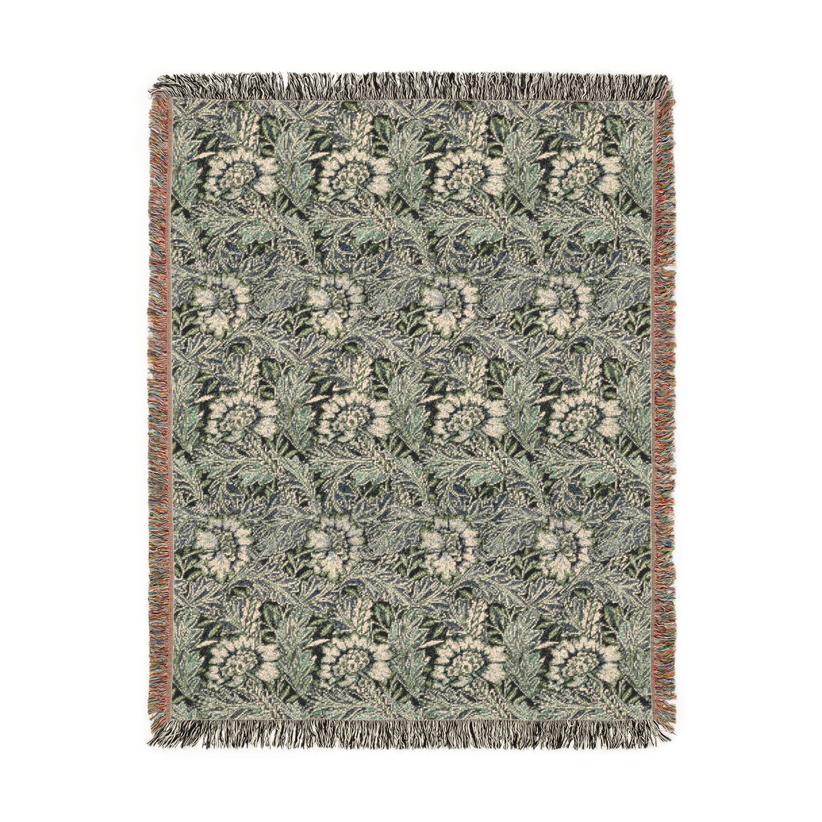 Woven Cotton Blanket inspired by William Morris - Anemone Collection (Mist)