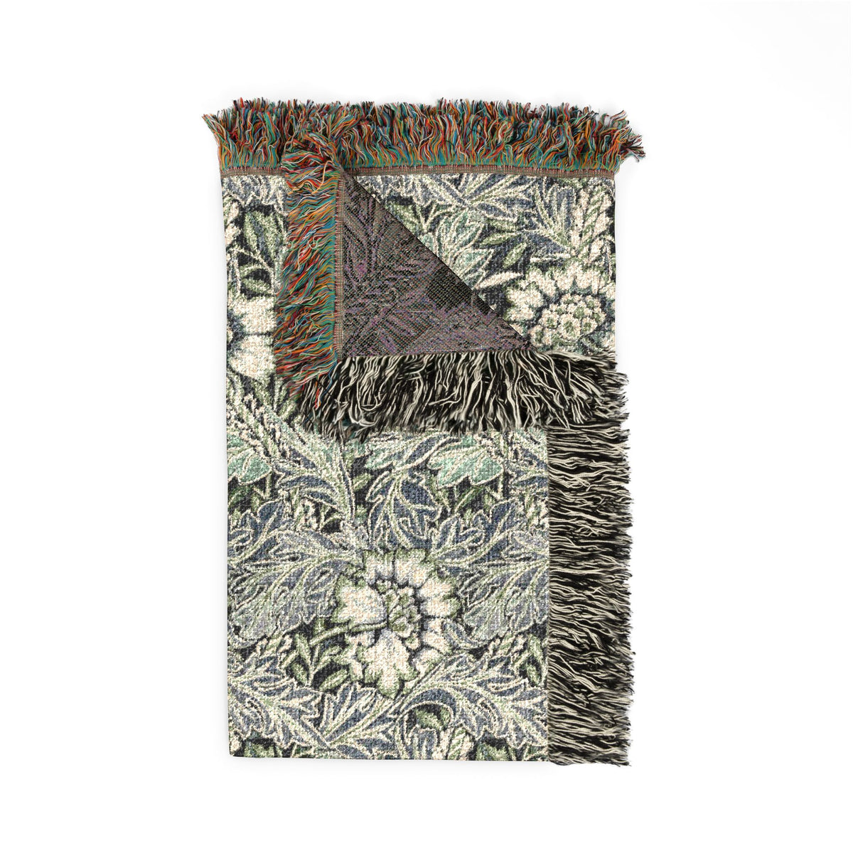 Woven Cotton Blanket inspired by William Morris - Anemone Collection (Mist)
