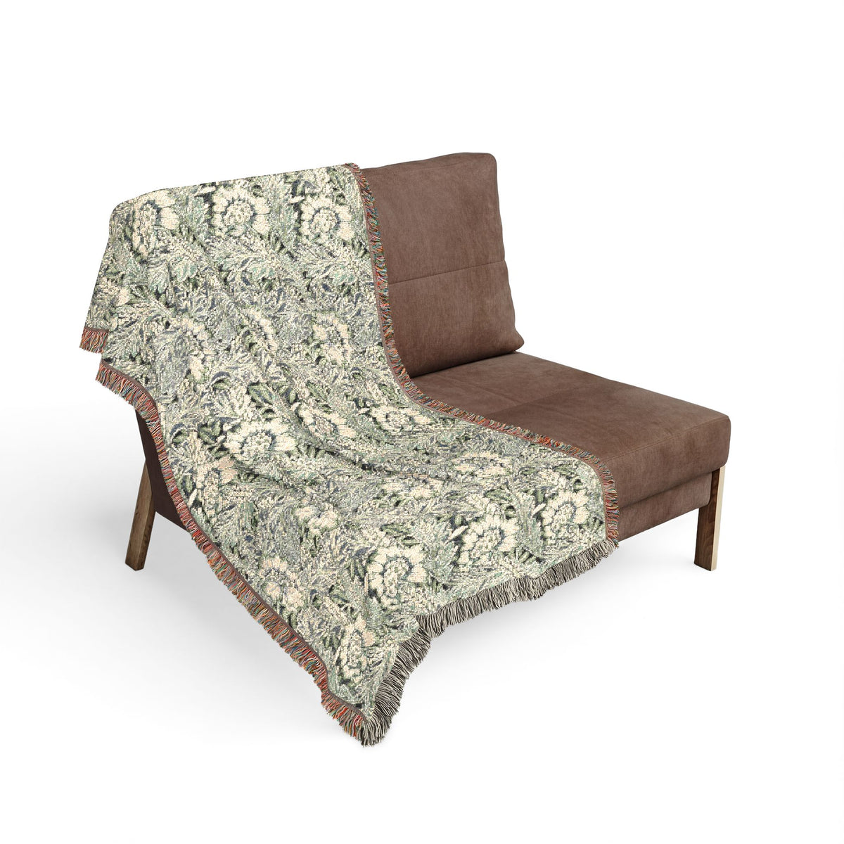Woven Cotton Blanket inspired by William Morris - Anemone Collection (Mist)