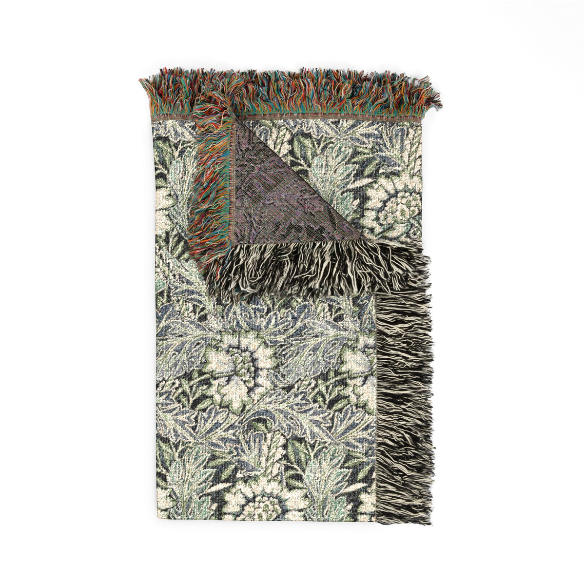 Woven Cotton Blanket inspired by William Morris - Anemone Collection (Mist)