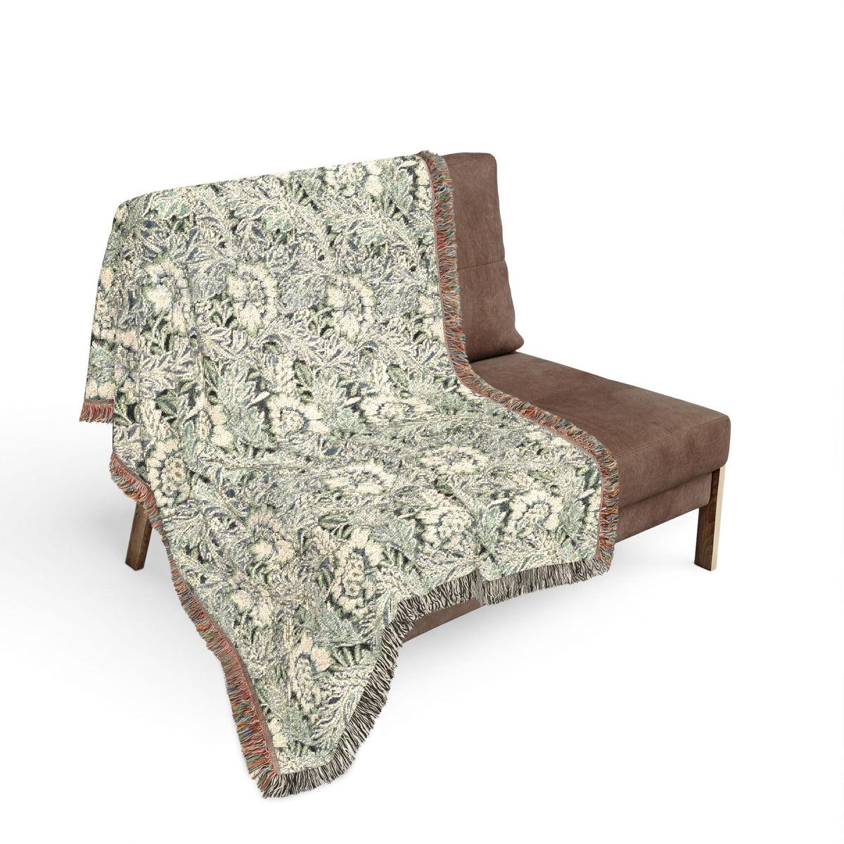 Woven Cotton Blanket inspired by William Morris - Anemone Collection (Mist)