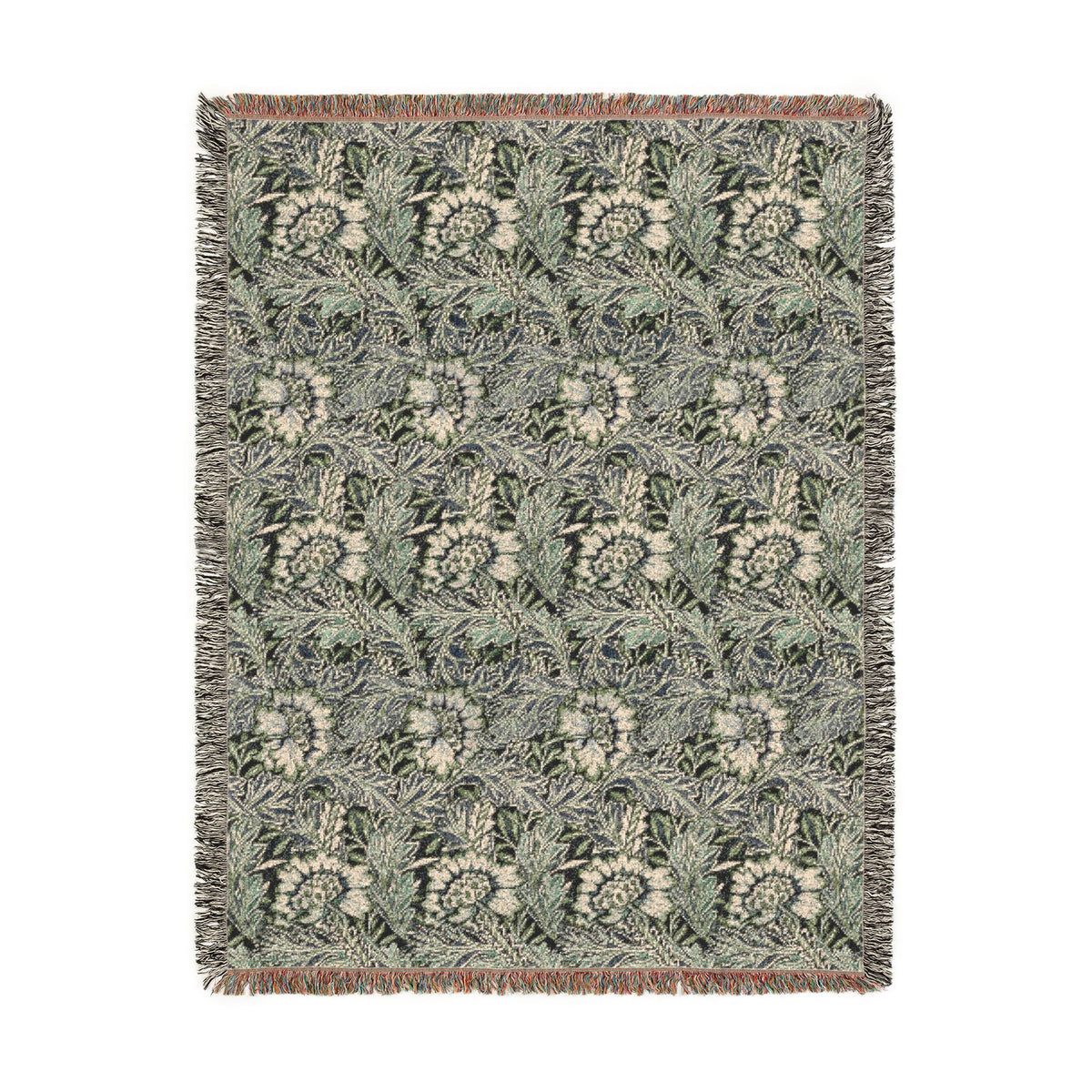 Woven Cotton Blanket inspired by William Morris - Anemone Collection (Mist)