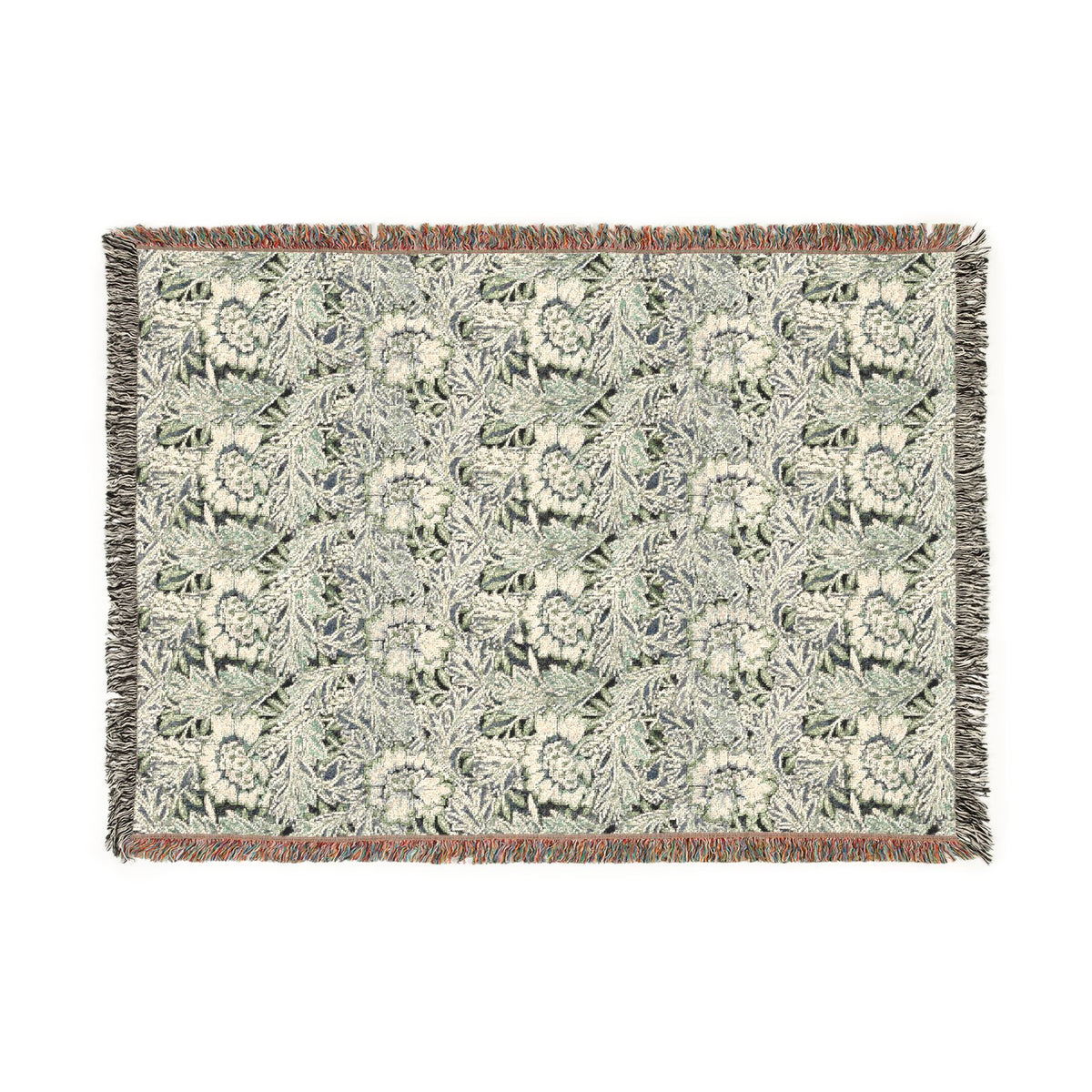 Woven Cotton Blanket inspired by William Morris - Anemone Collection (Mist)