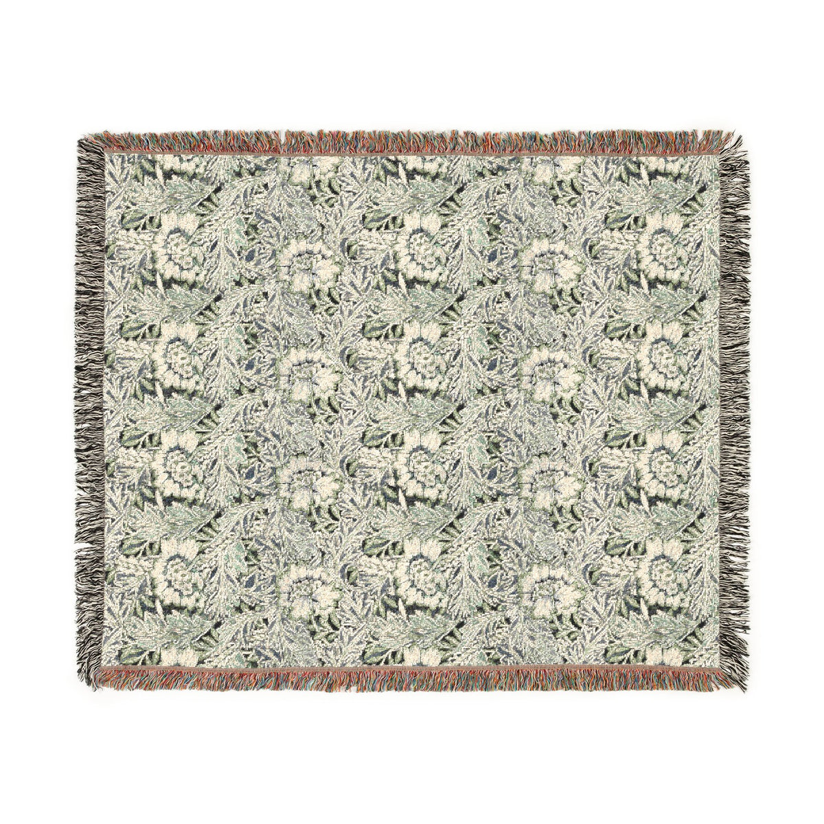 Woven Cotton Blanket inspired by William Morris - Anemone Collection (Mist)