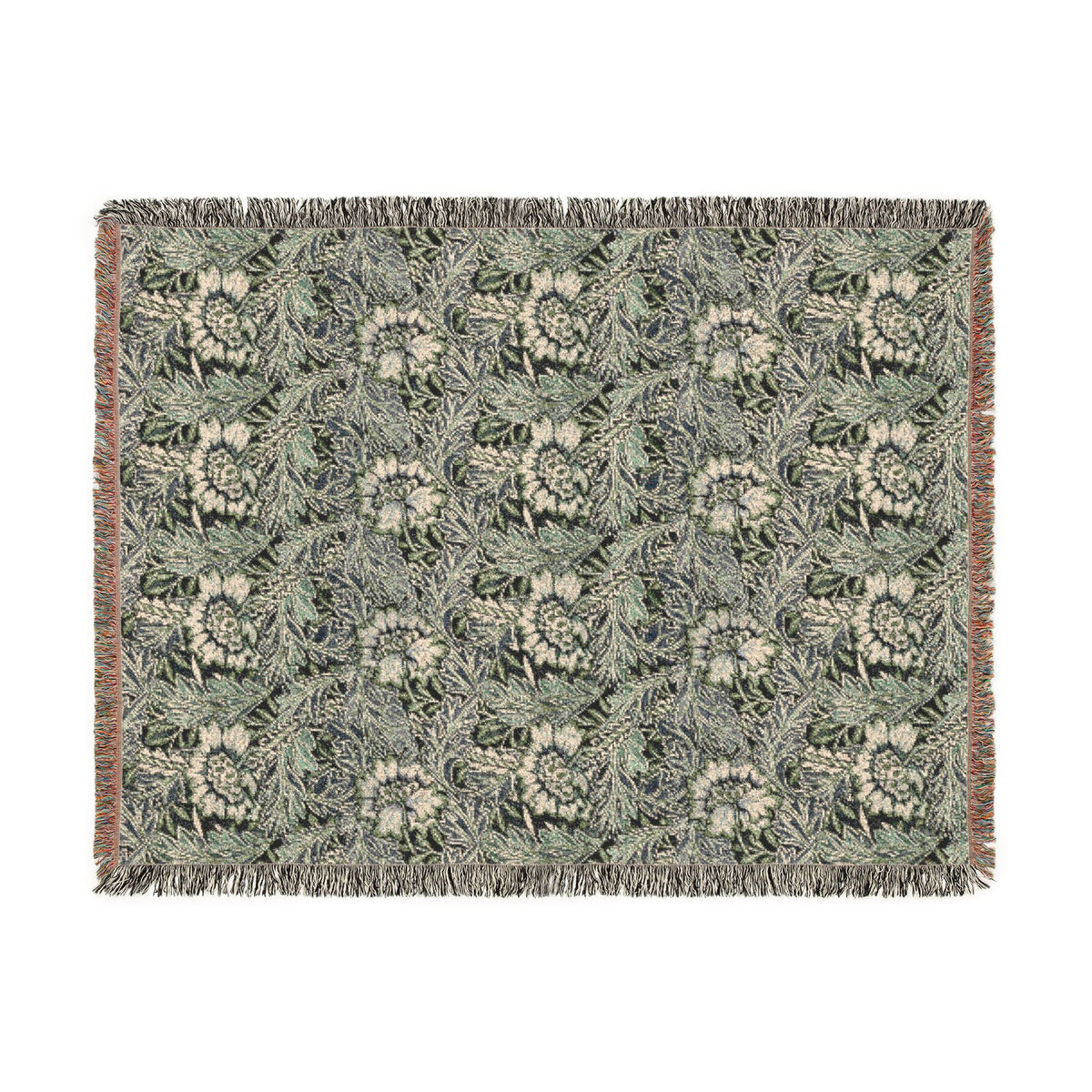 Woven Cotton Blanket inspired by William Morris - Anemone Collection (Mist)