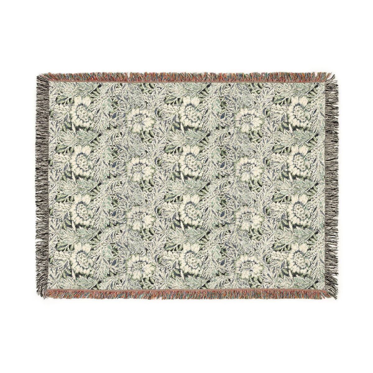 Woven Cotton Blanket inspired by William Morris - Anemone Collection (Mist)
