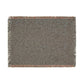 Textured woven blanket with fringe on a white background