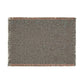 Textured gray rug with fringe on a white background