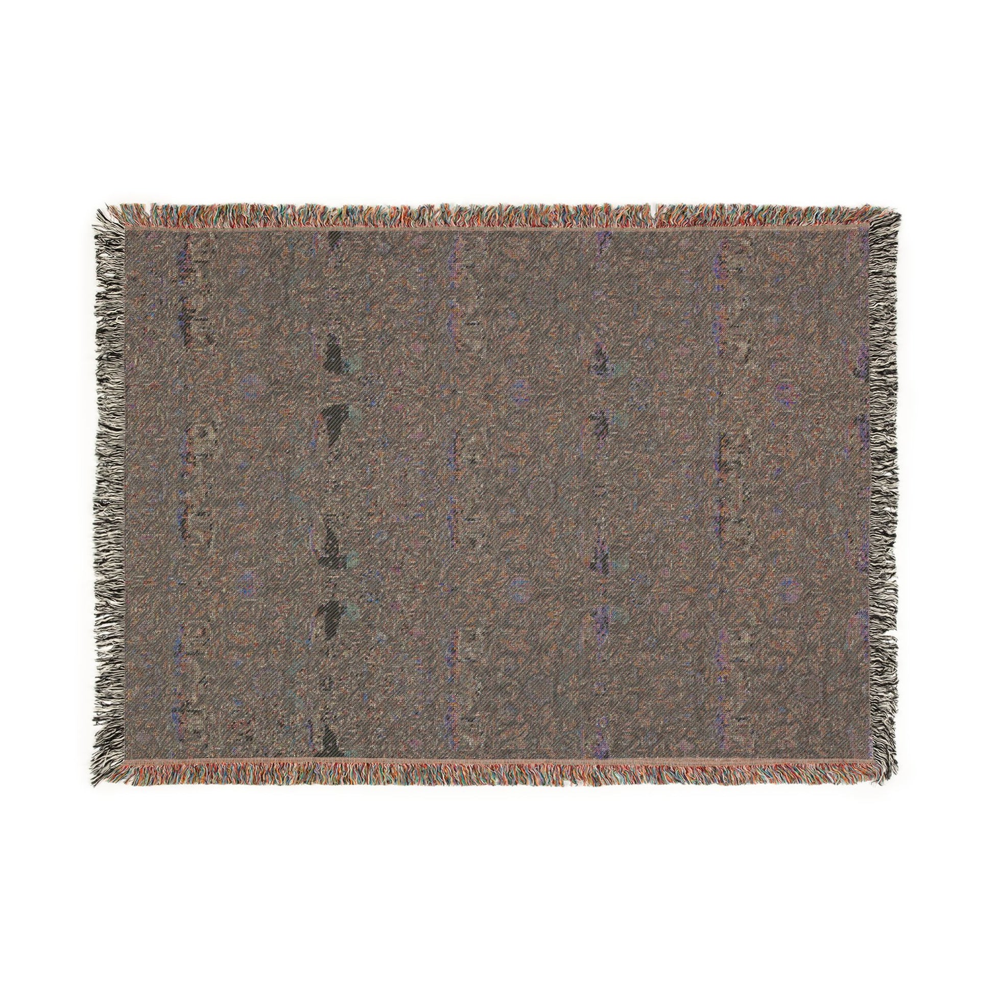 Textured blanket with fringe on a white background