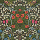 Decorative floral pattern with flowers and leaves on a dark green background