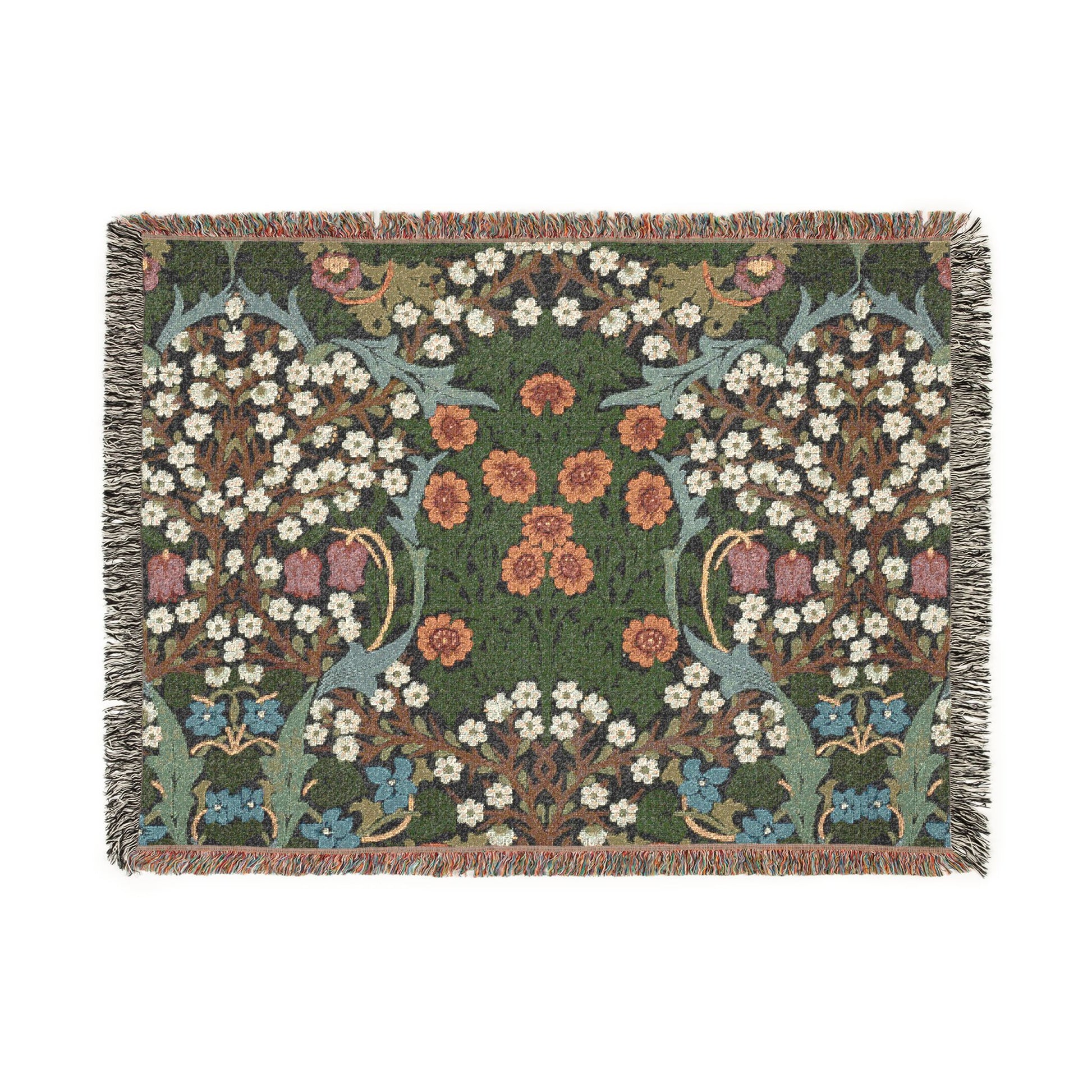 Decorative blanket with floral pattern on a white background