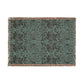 Decorative throw blanket with a floral pattern on a plain background