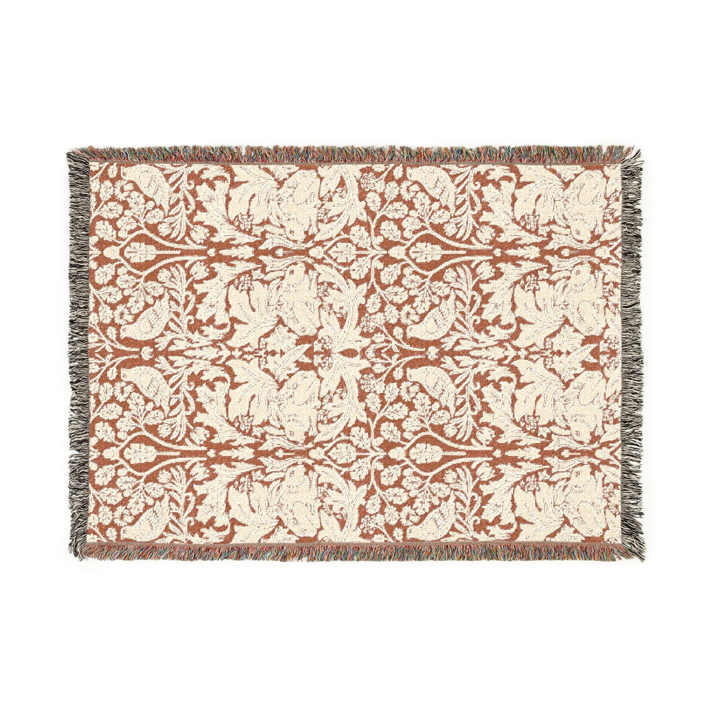 Floral patterned blanket with a white background