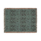 Textured green and brown patterned throw blanket on a white background