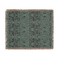 Patterned throw blanket with fringes on a white background