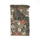 Floral patterned throw blanket with fringes on a white background