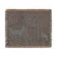 Woven blanket with deer design on a plain background