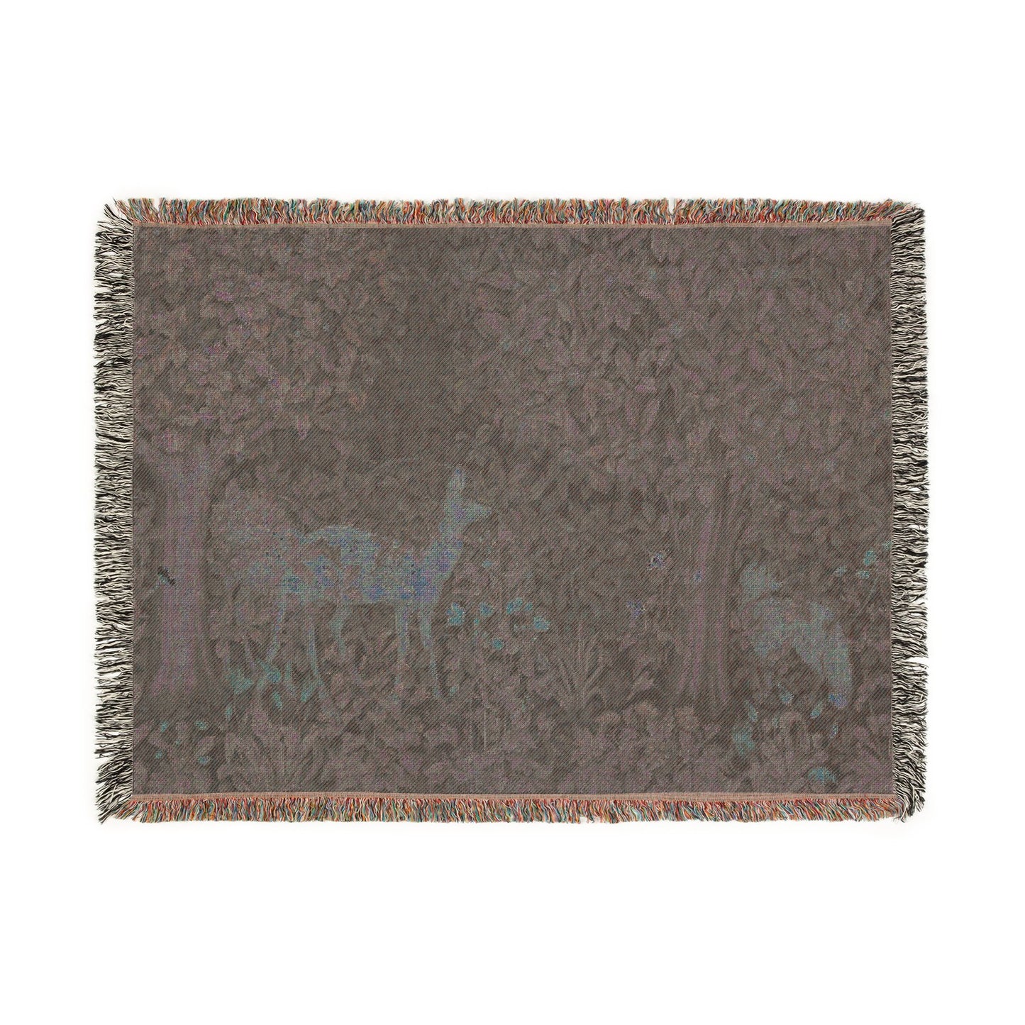 Textile with deer design on a plain background