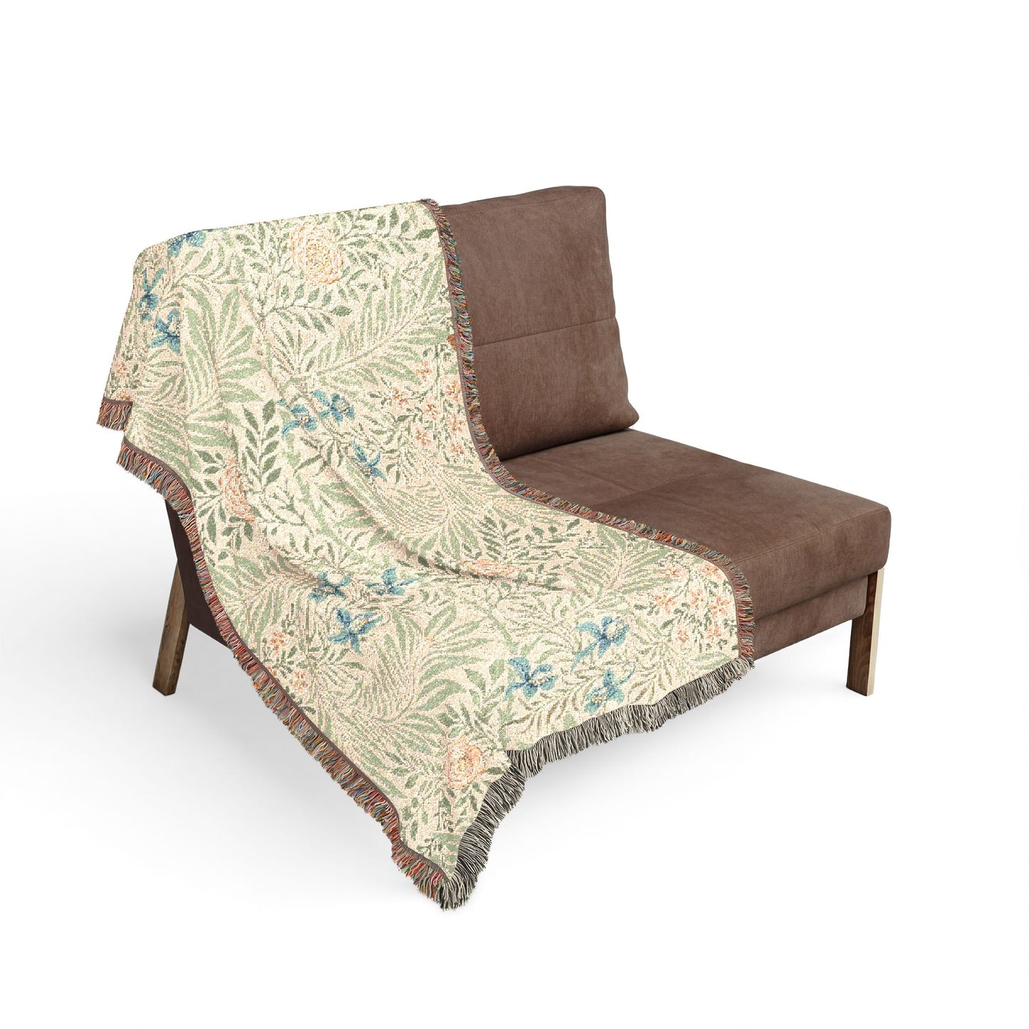 Woven Cotton Blanket inspired by William Morris - Larkspur Collection (Fern)