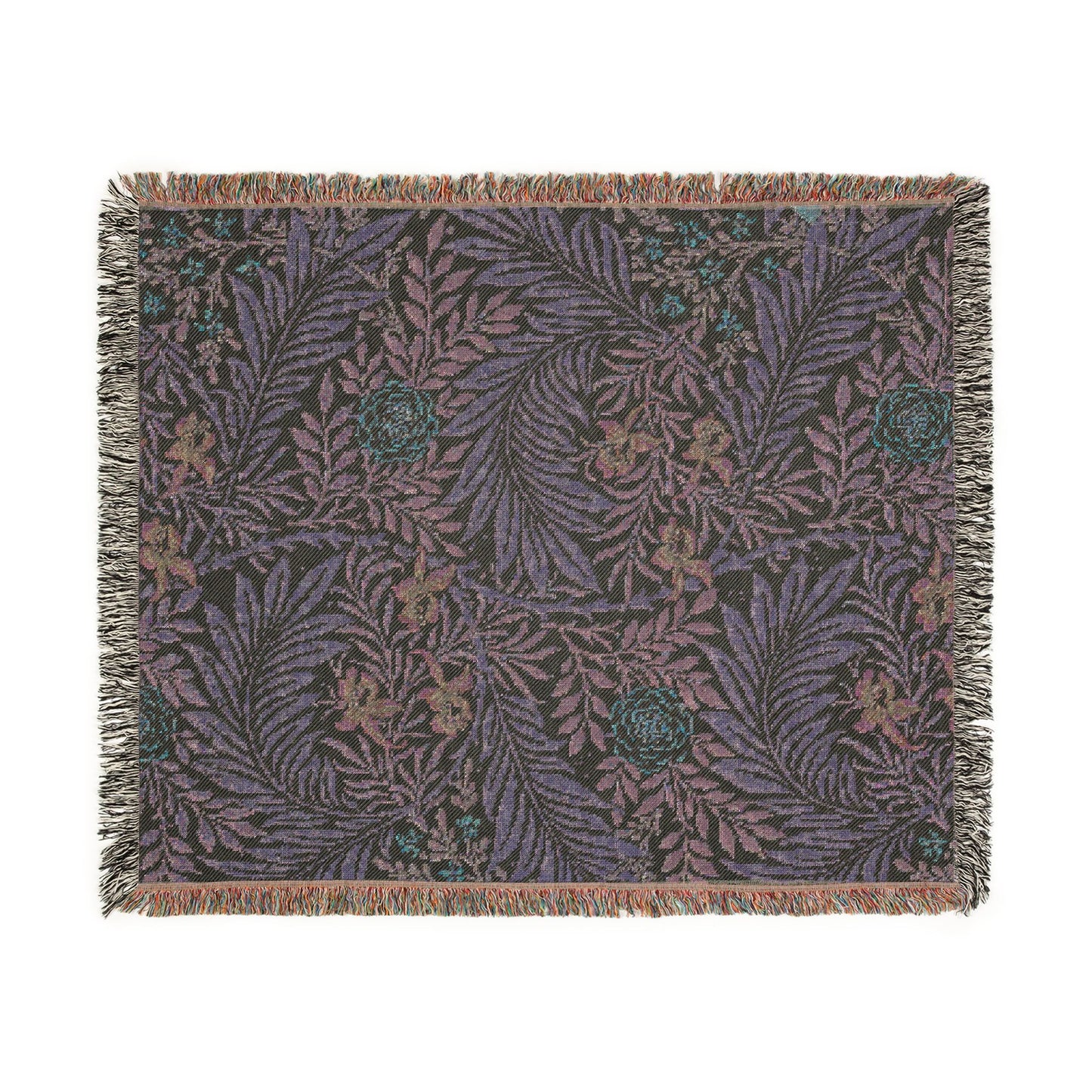 Woven Cotton Blanket inspired by William Morris - Larkspur Collection (Fern)