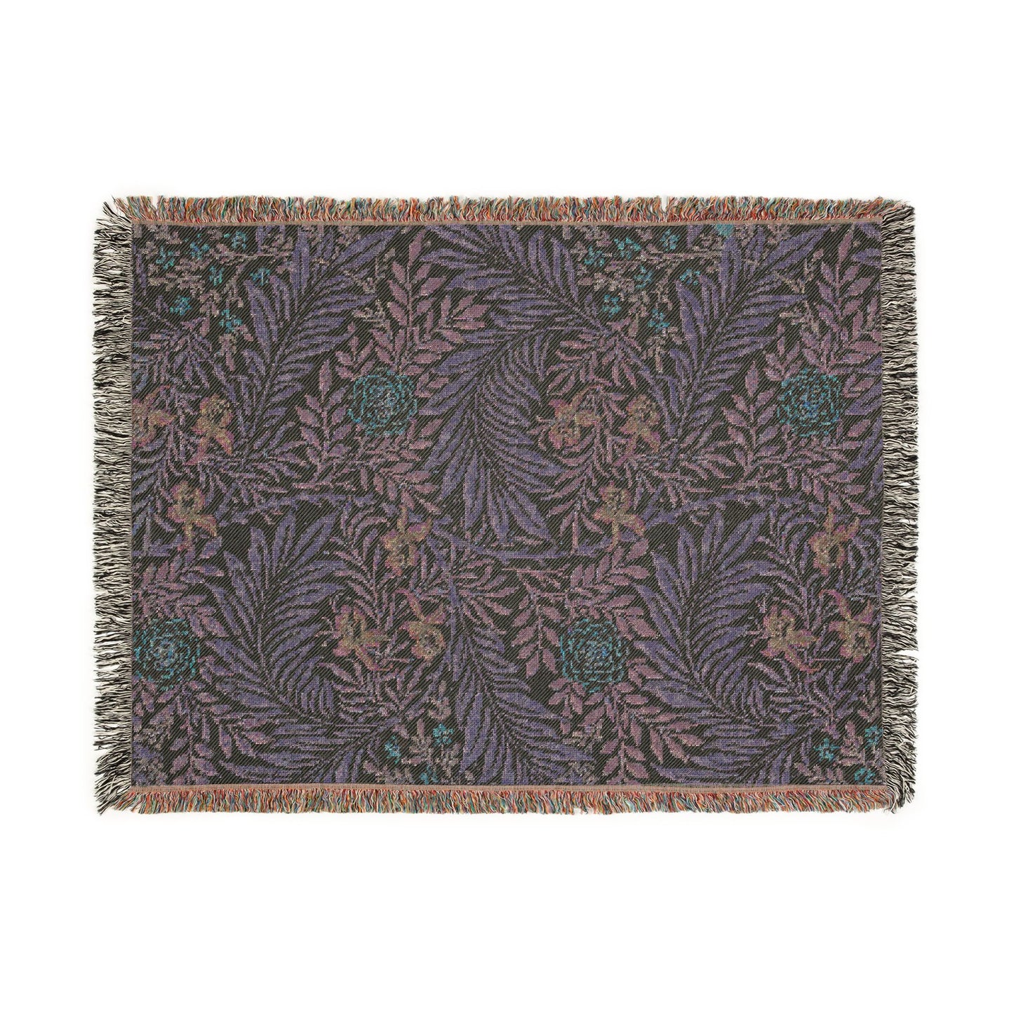 Woven Cotton Blanket inspired by William Morris - Larkspur Collection (Fern)