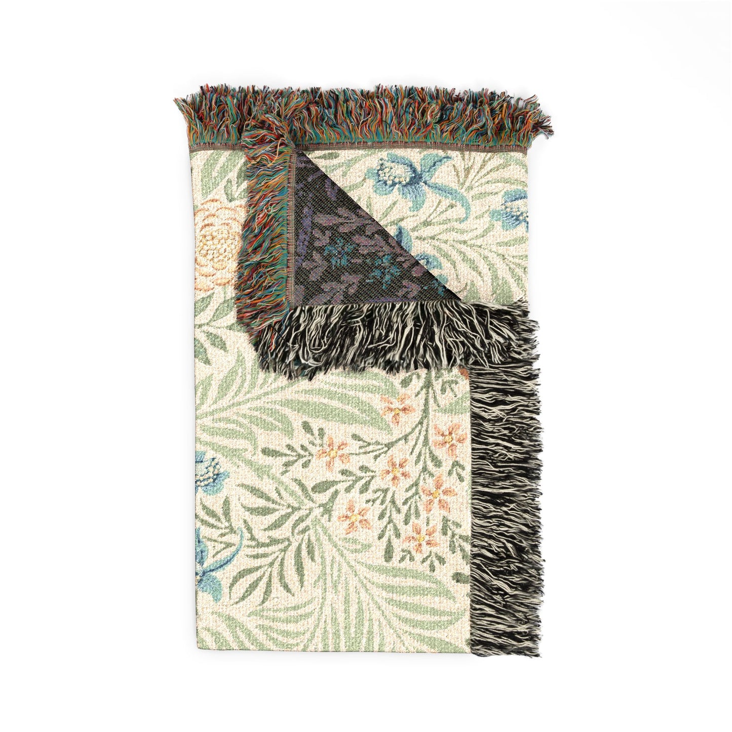 Woven Cotton Blanket inspired by William Morris - Larkspur Collection (Fern)