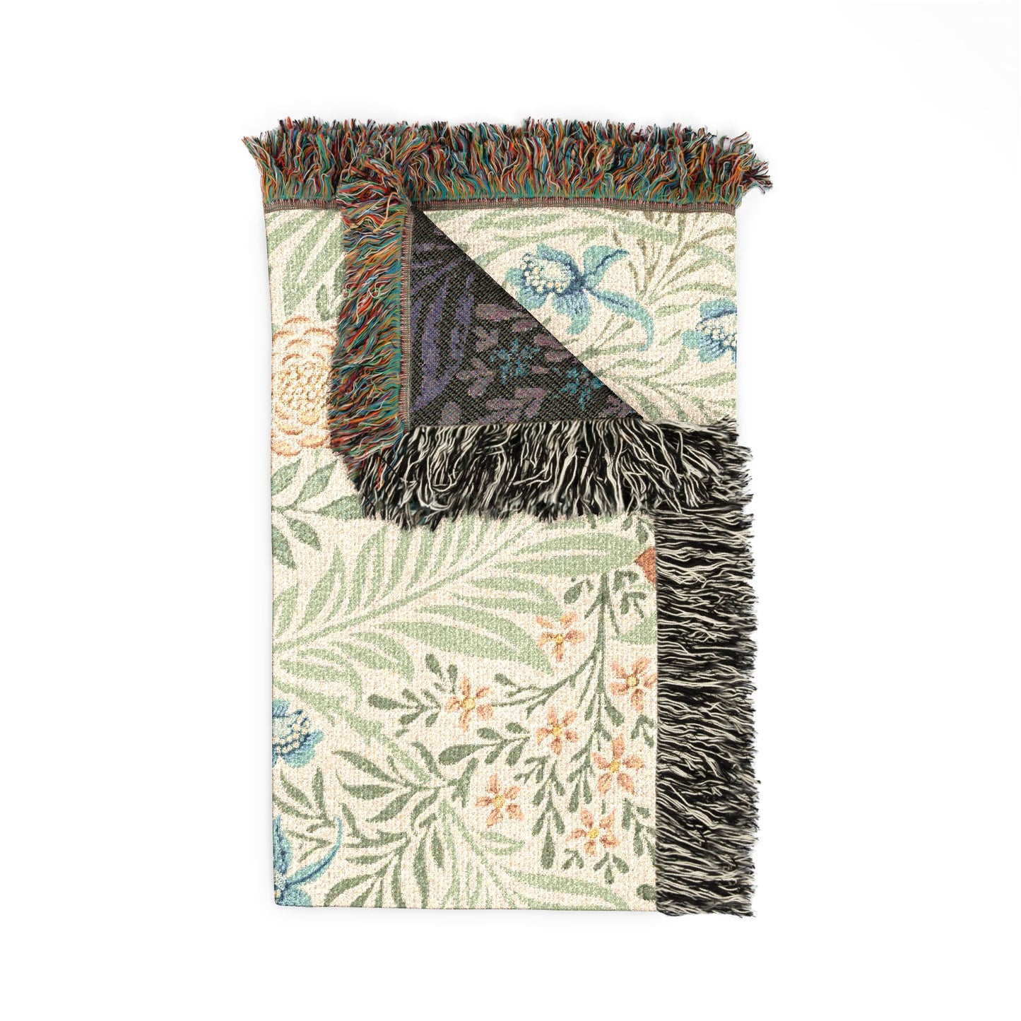 Woven Cotton Blanket inspired by William Morris - Larkspur Collection (Fern)